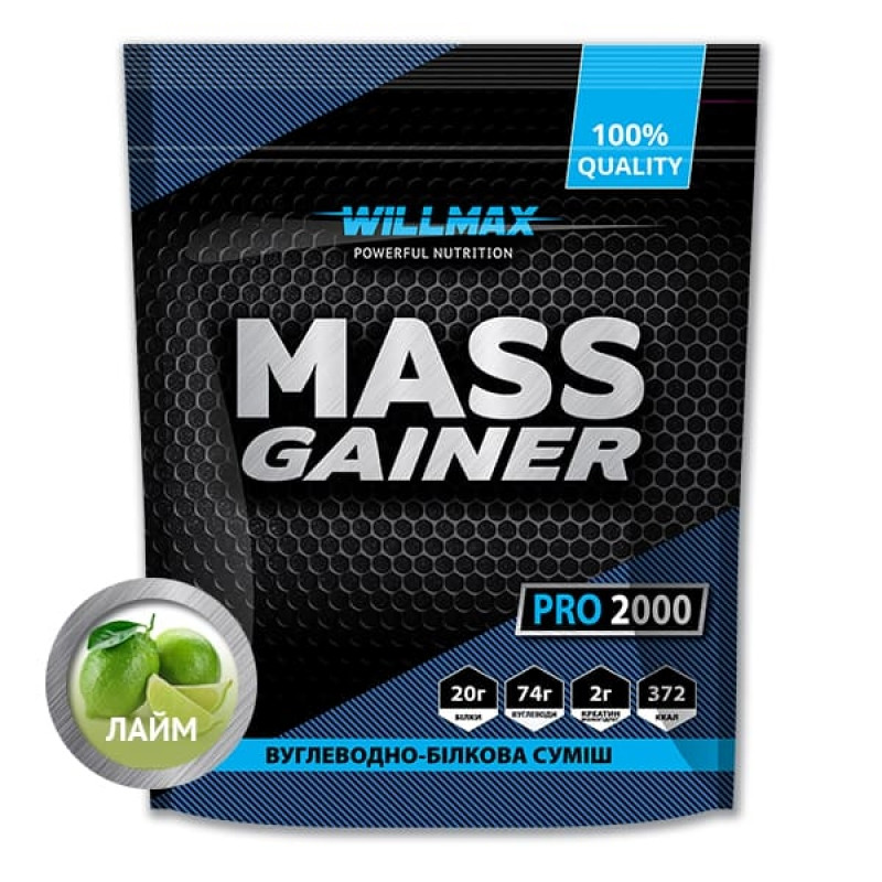 Willmax Mass Gainer 2000 g /20 servings/ Лайм (wx306) - зображення 1