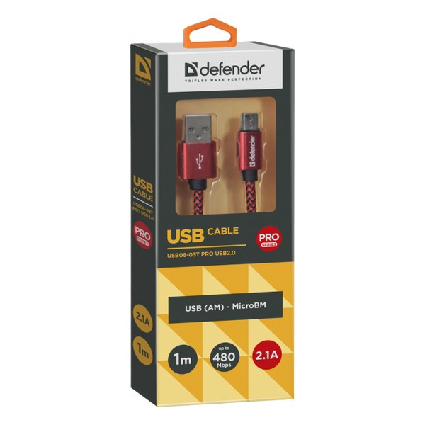 Defender USB/microUSB 1m Red (87801) - зображення 1