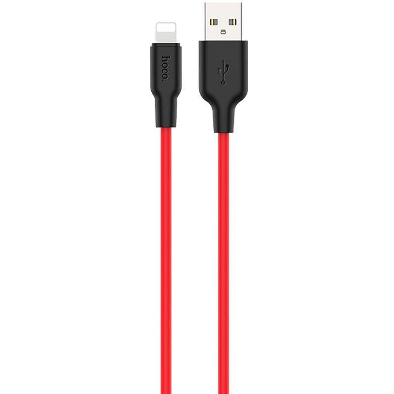 Hoco X21 Silicone Lightning 1m Black/Red - зображення 1