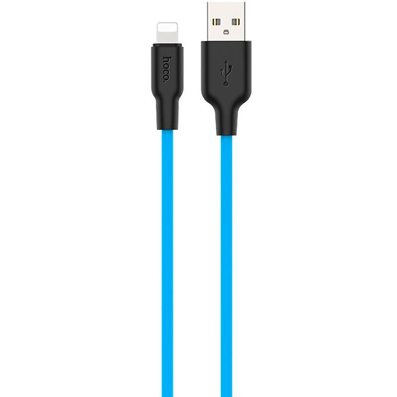 Hoco X21 Silicone Lightning 1m Black/Blue - зображення 1