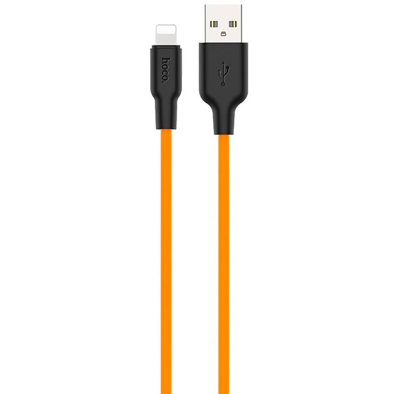 Hoco X21 Silicone Lightning 1m Black/Orange - зображення 1