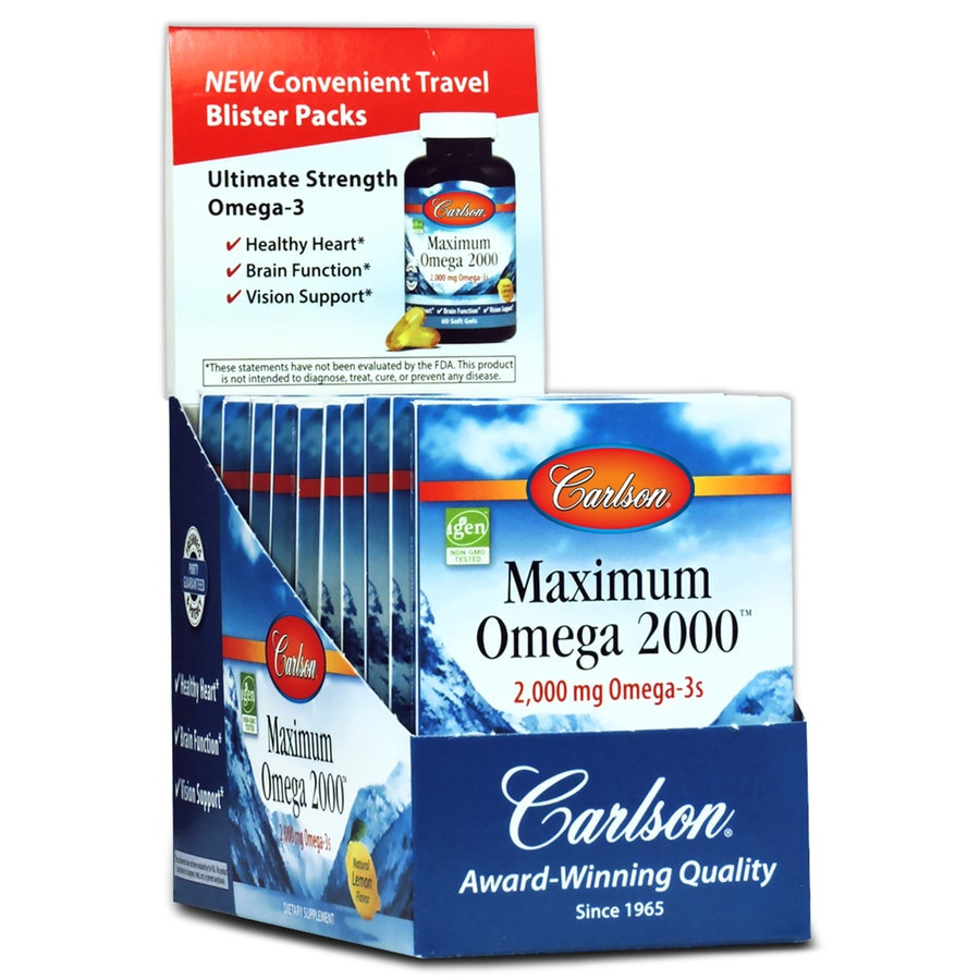 Carlson Labs Maximum Omega 2000 Travel Packs 100 caps Natural Lemon - зображення 1