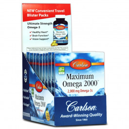 Carlson Labs Maximum Omega 2000 Travel Packs 100 caps Natural Lemon