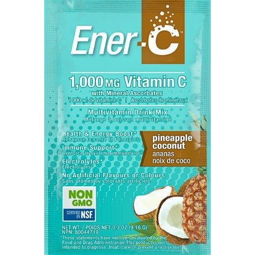 Ener-C Multivitamin Drink Mix - 1,000mg Vitamin C 1 sachet /9,16 g/ Pineapple Coconut - зображення 1