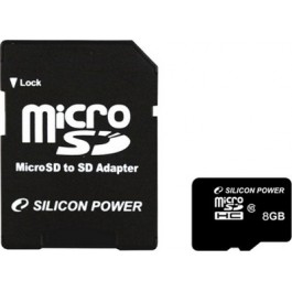   Silicon Power 8 GB microSDHC Class 10 + SD adapter SP008GBSTH010V10-SP