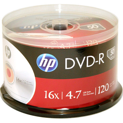HP DVD-R 4.7GB 16x Inkjet Printable 50pcs/spindle (69317/DME00025WIP-3) - зображення 1