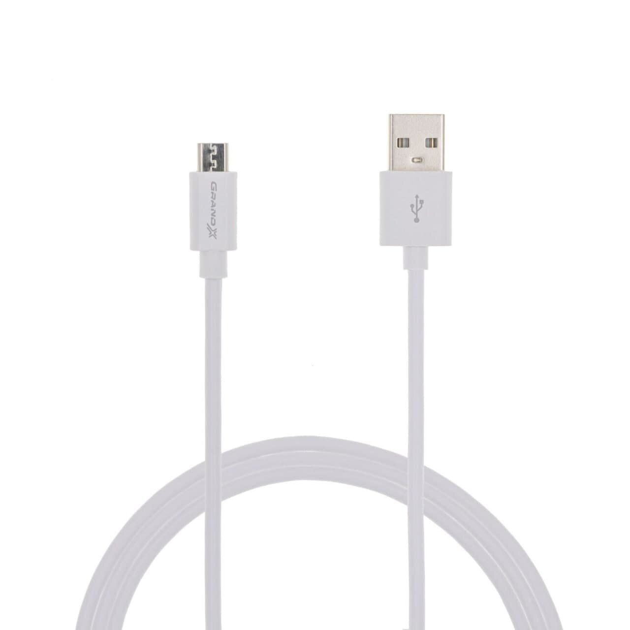 Grand-X USB-A - microUSB 1.5m White (PM015W) - зображення 1