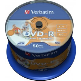 Verbatim DVD-R Printable 4,7GB 16x Spindle Packaging 50шт (43533)