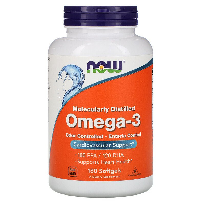 Now Omega-3 Molecularly Distilled 180 softgels - зображення 1