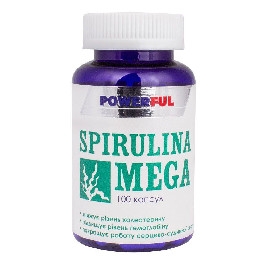   Красота и Здоровье Спирулина "Мега POWERFUL", 500 мг, 100 капсул, (PW-SpirulinaMega-100)