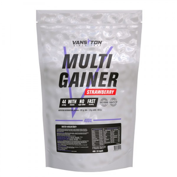 Ванситон Multi Gainer /Мультигейнер/ 4000 g /44 servings/ Strawberry - зображення 1