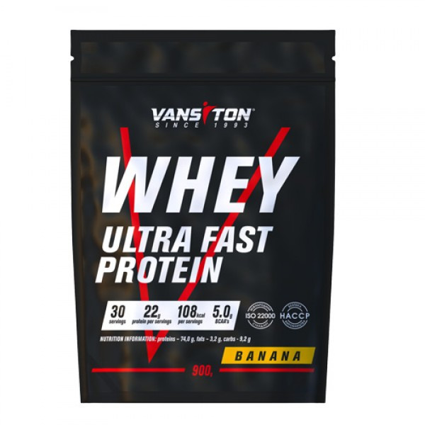 Ванситон Whey Ultra Fast Protein /Ультра-Про/ 900 g /30 servings/ Banana - зображення 1