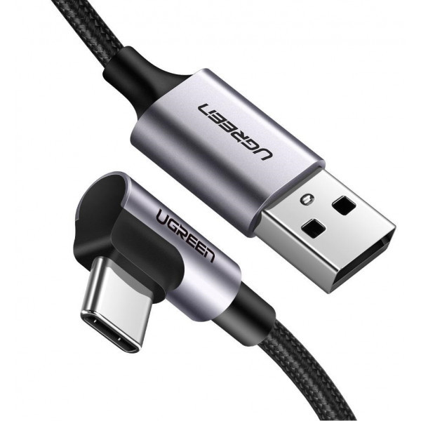 UGREEN US284 USB - Type-C Cable Angled Alum. Braid 1m Black - зображення 1