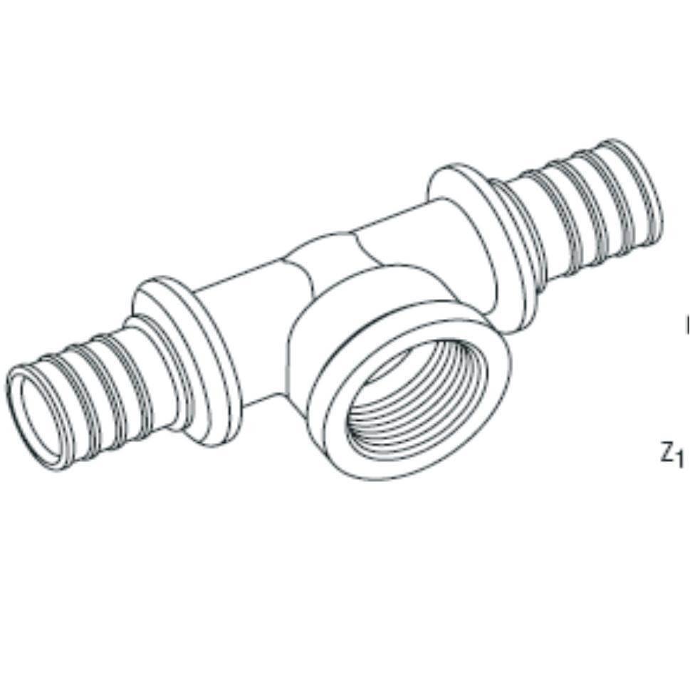 Rehau Тройник RAUTITAN с внутр. резьбой на бок.пр 25-Rp 3/4-25 (ст код 258206-002 (456296-001) - зображення 1