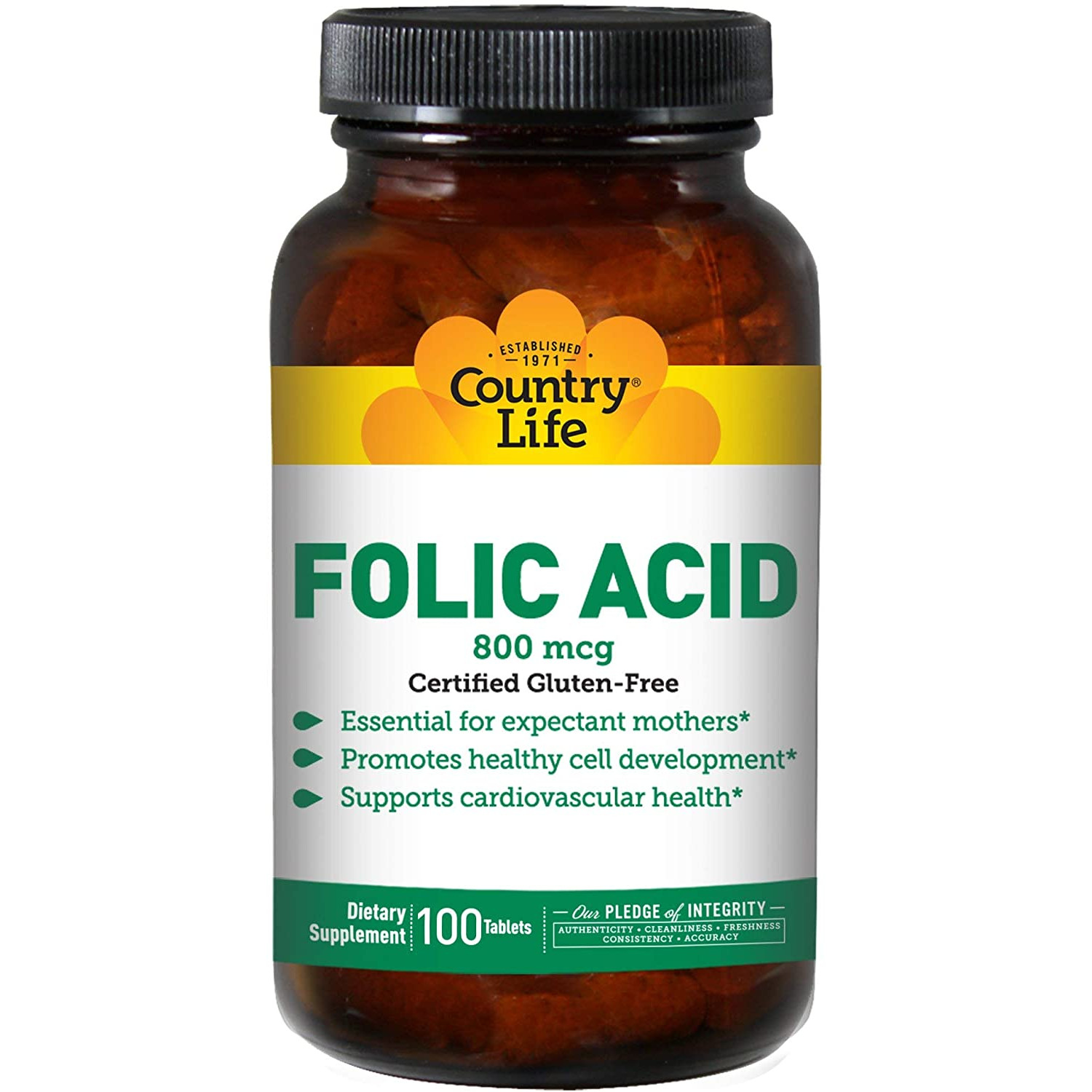 Country Life Folic Acid 800 mcg 100 tabs - зображення 1