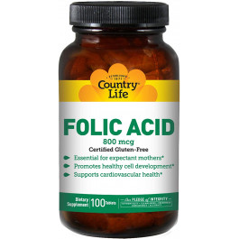 Country Life Folic Acid 800 mcg 100 tabs