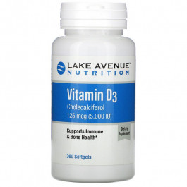 Lake Avenue Nutrition Vitamin D3 125 mcg /5,000 IU/ 360 softgfels