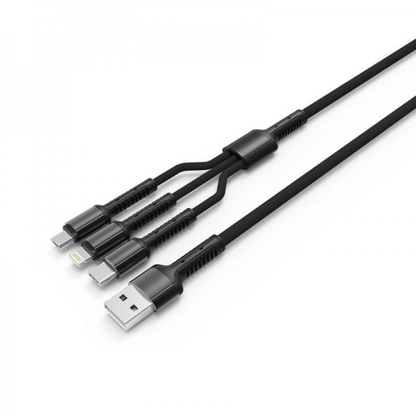 ColorWay USB-Lightning/MicroUSB/USB Type-C 1.2m Dark Grey (CW-CBU3003-GR) - зображення 1