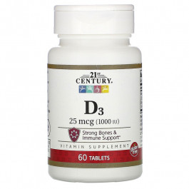   21st Century Vitamin D3 25 mcg /1000 IU/ 60 tabs