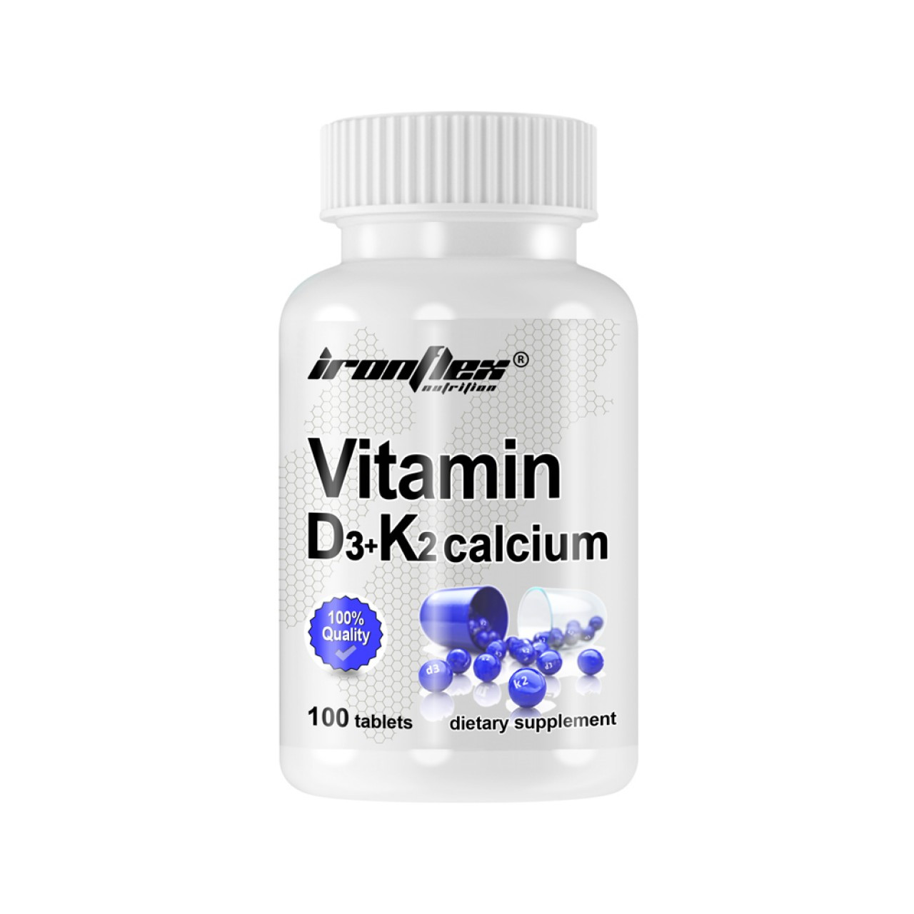 IronFlex Nutrition Vitamin D3 + K2 Calcium 100 tabs - зображення 1