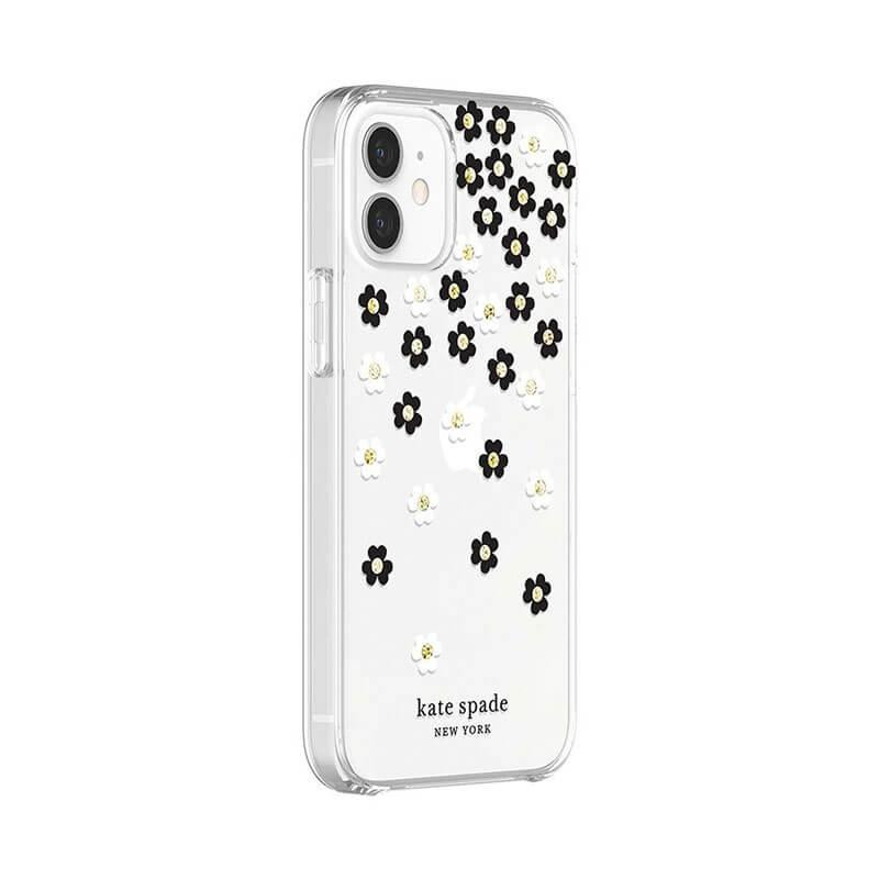 Kate Spade New York Protective Hardshell Case for iPhone 12 Mini Scattered Flowers Black (KSIPH-151-SFLBW) - зображення 1