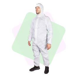 Венето Одноразовый защитный костюм с капюшоном, трехслойный (плотность 80 г/м), белый, (VN-ROBE-WHITE-80)