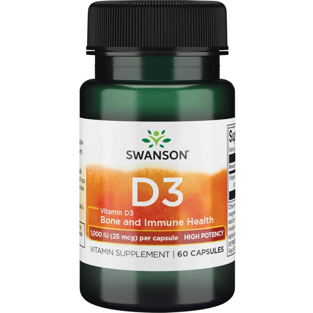 Swanson Vitamin D3 - Higher Potency 1,000 IU /25 mcg/ 60 caps - зображення 1