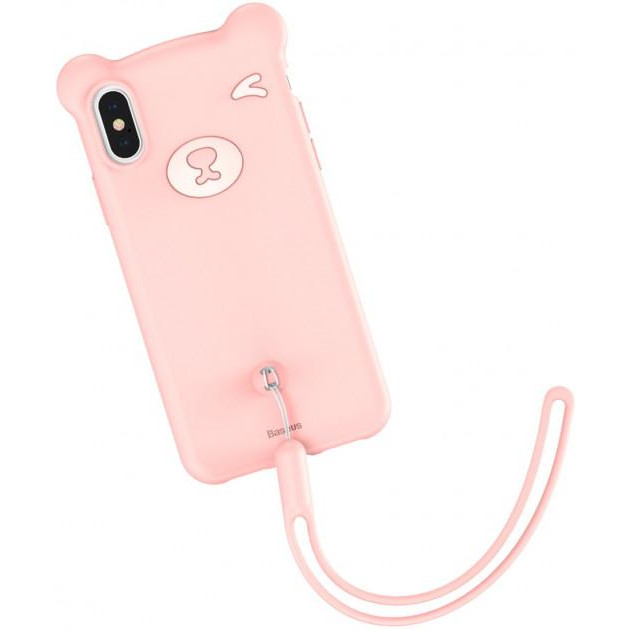 Baseus Bear Silicone iPhone XS Pink (WIAPIPH58-BE04) - зображення 1