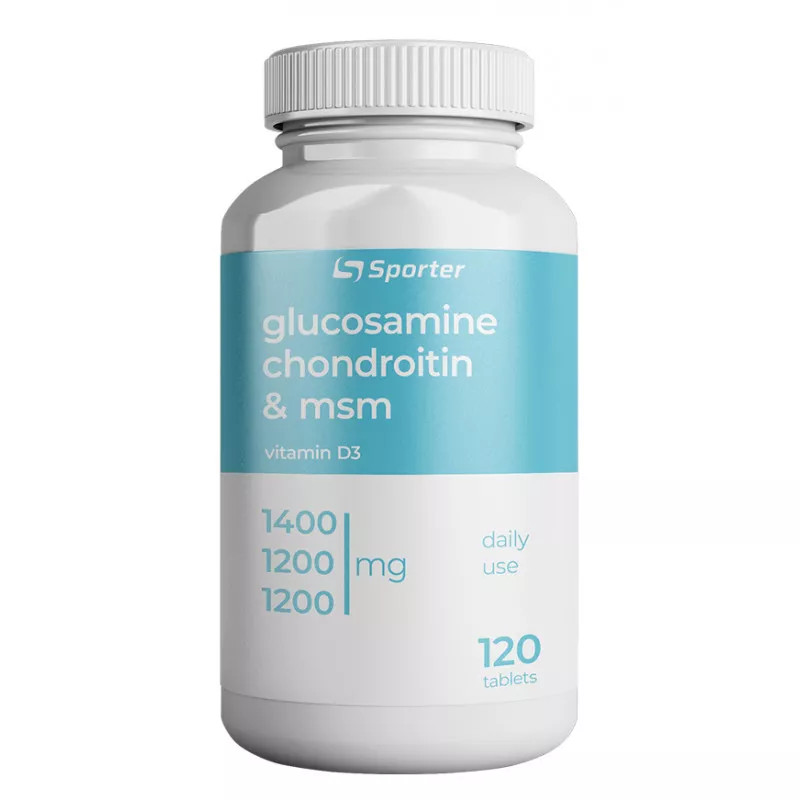 Sporter Glucosamine Chondroitin MSM + D3 1400/1200/1200 mg 120 tabs /30 servings/ - зображення 1