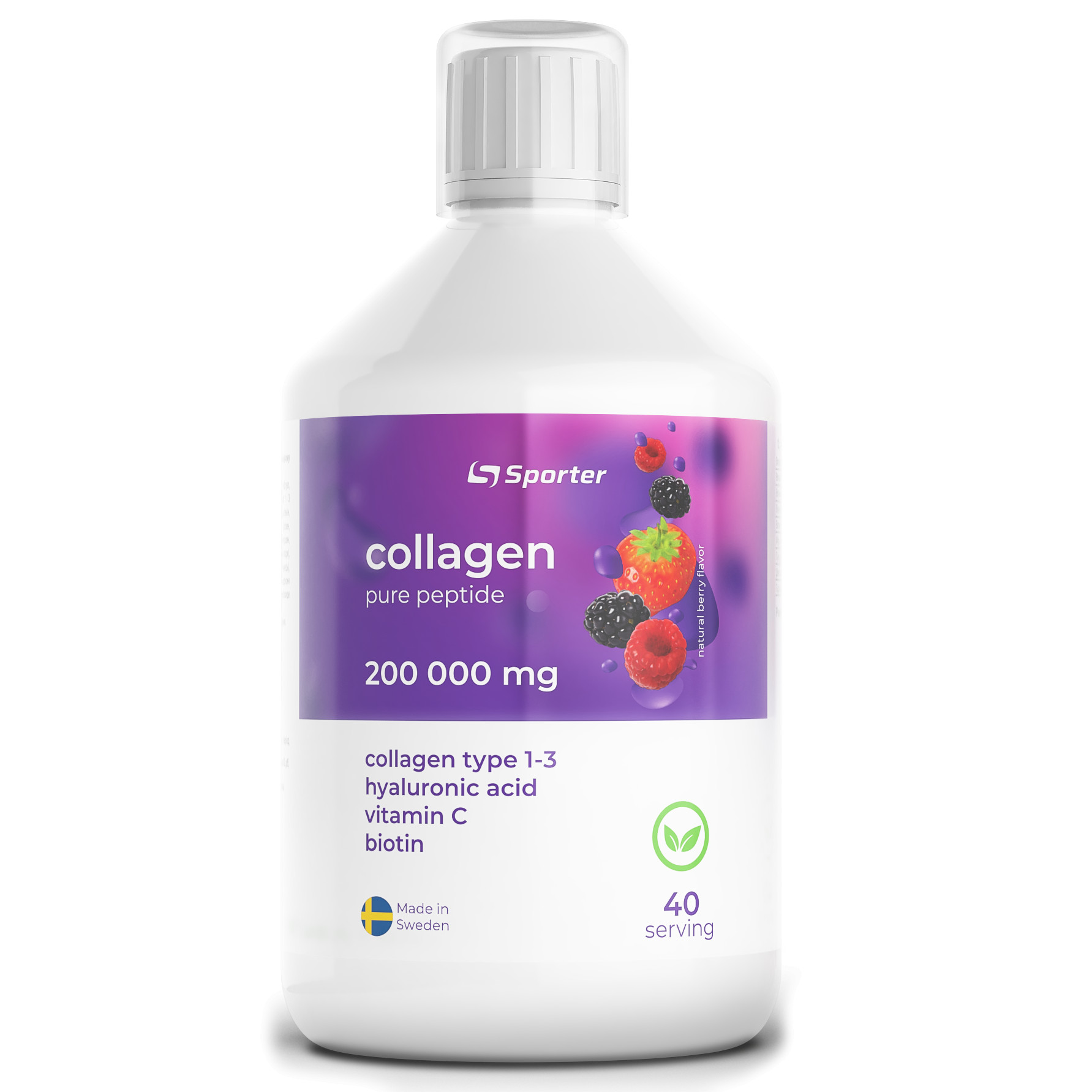 Sporter Collagen Peptide 200 000 mg 500 ml /40 servings/ Berry - зображення 1