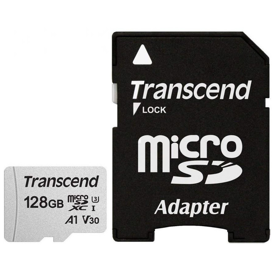 Transcend 128 GB microSDXC UHS-I U3 300S + SD Adapter TS128GUSD300S-A - зображення 1