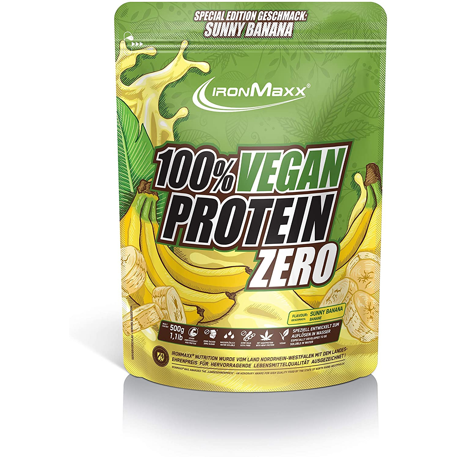 IronMaxx 100% Vegan Protein Zero 500 g /16 servings/ Sunny Banana - зображення 1
