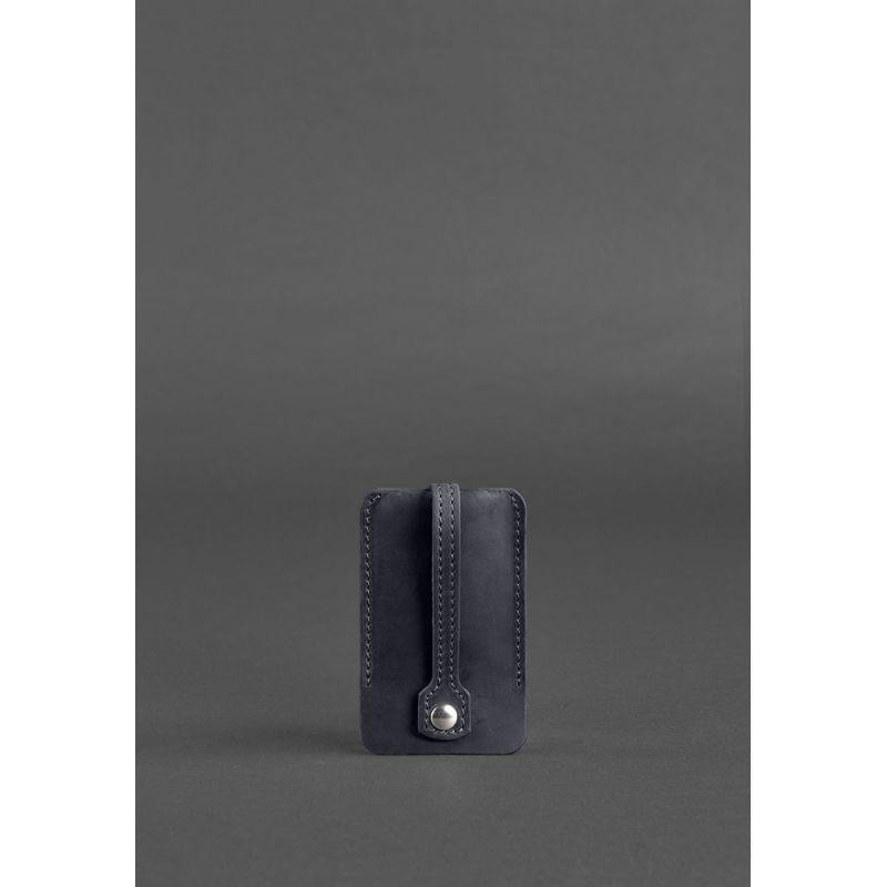 BlankNote Синяя тонкая ключница из натуральной кожи с фиксацией на кнопку  (12960) - зображення 1