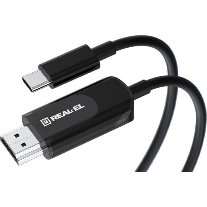 REAL-EL CHD-180 USB Type-C - HDMI 1.8м Black (EL123500044) - зображення 1