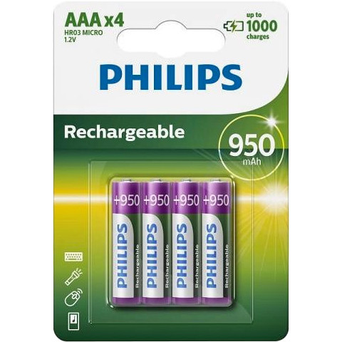 Philips AAA 950mAh NiMh 4шт (R03B4A95/10) - зображення 1