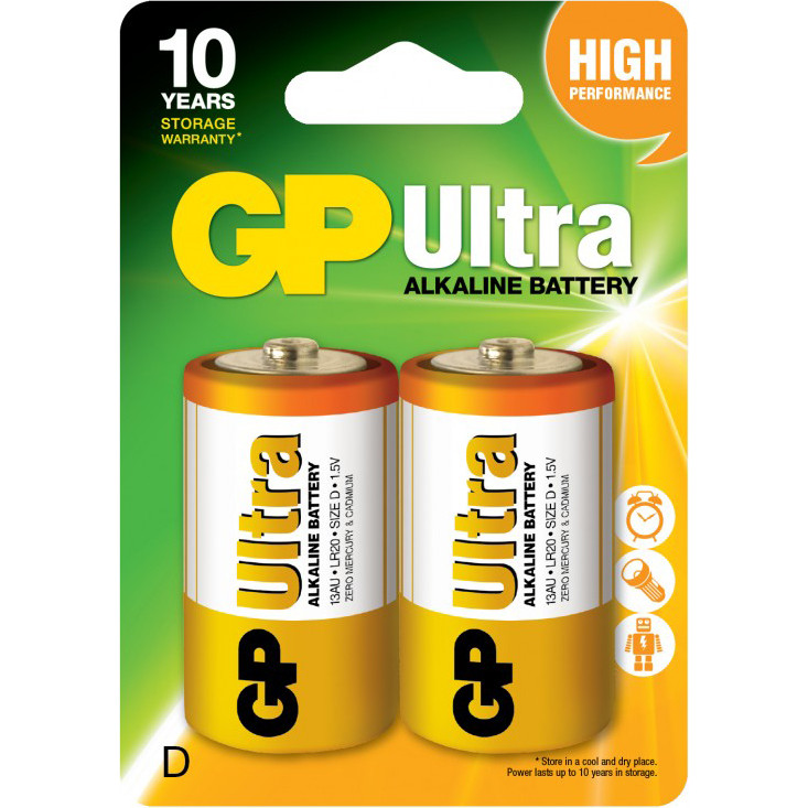 GP Batteries D bat Alkaline 2шт Ultra (13AU-U2) - зображення 1