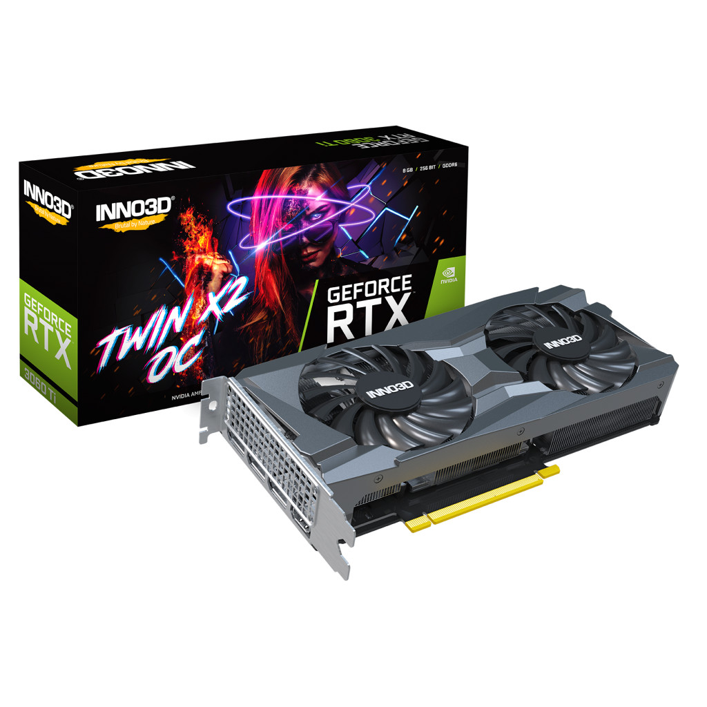 INNO3D GEFORCE RTX 3060 Ti TWIN X2 OC LHR (N306T2-08D6X-119032DH) купить в  интернет-магазине: цены на видеокарта GEFORCE RTX 3060 Ti TWIN X2 OC LHR  (N306T2-08D6X-119032DH) - отзывы и обзоры, фото и характеристики.