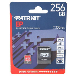 PATRIOT 256 GB microSDXC UHS-I U3 V30 A1 EP + SD adapter PEF256GEP31MCX