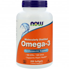 Now Omega-3 Molecularly Distilled 200 softgels /100 servings/