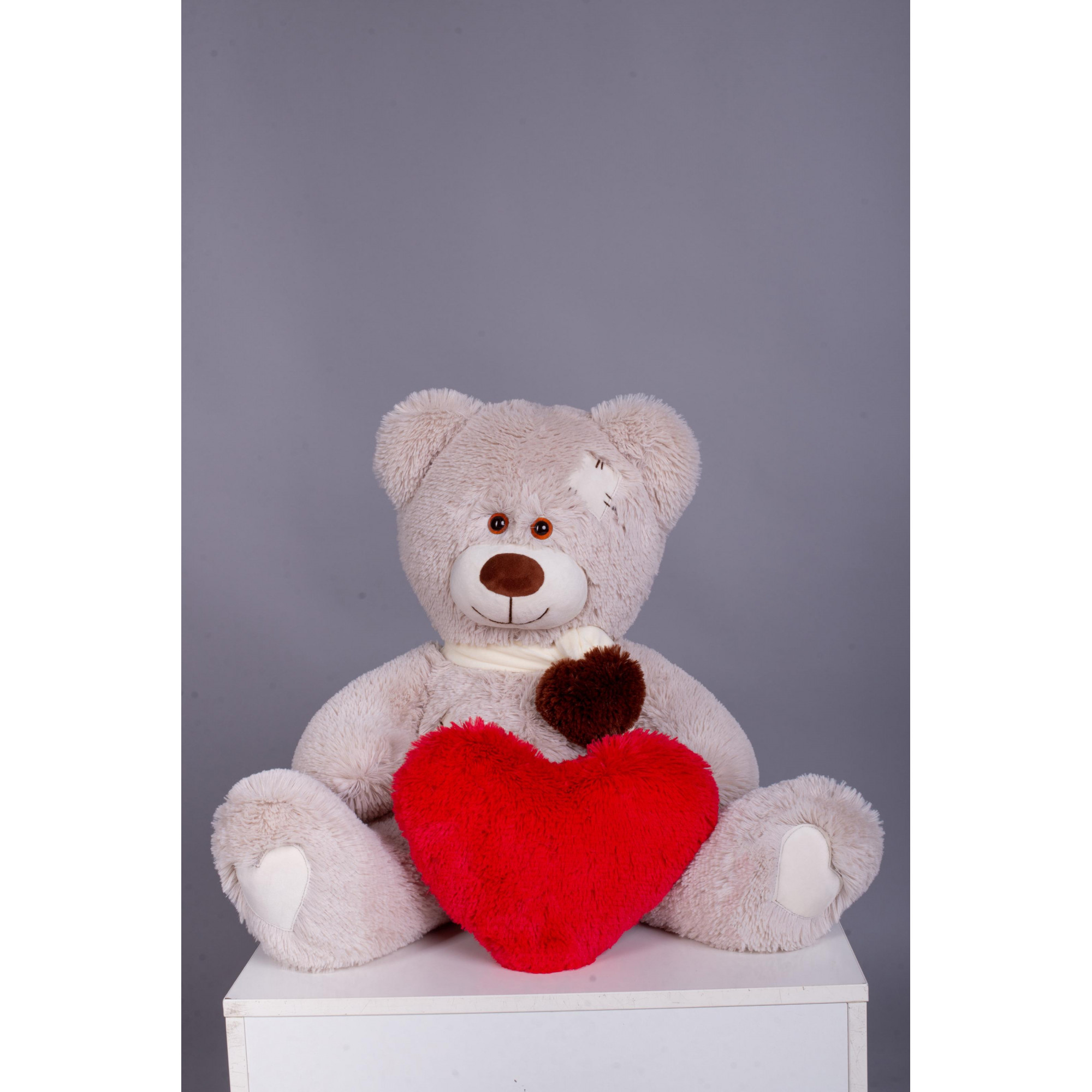 Yarokuz Ведмедик з латками Плюшевий із серцем  Уолтер 80 см Марципан - зображення 1
