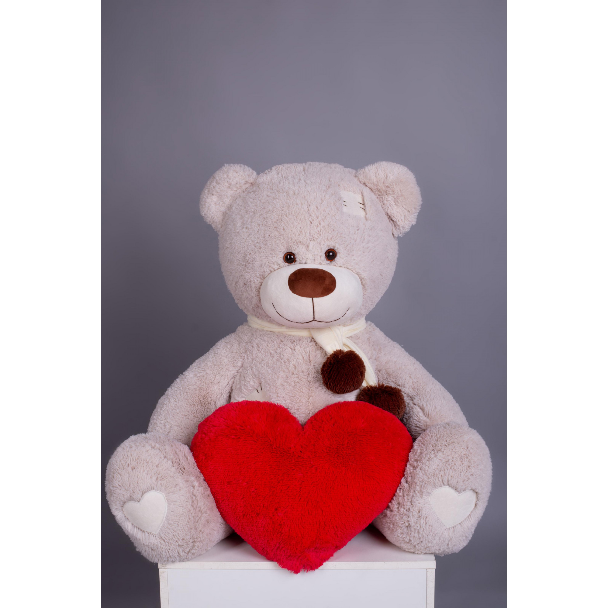 Yarokuz Ведмедик з латками Плюшевий із серцем  Джозеф 140 см Марципан - зображення 1