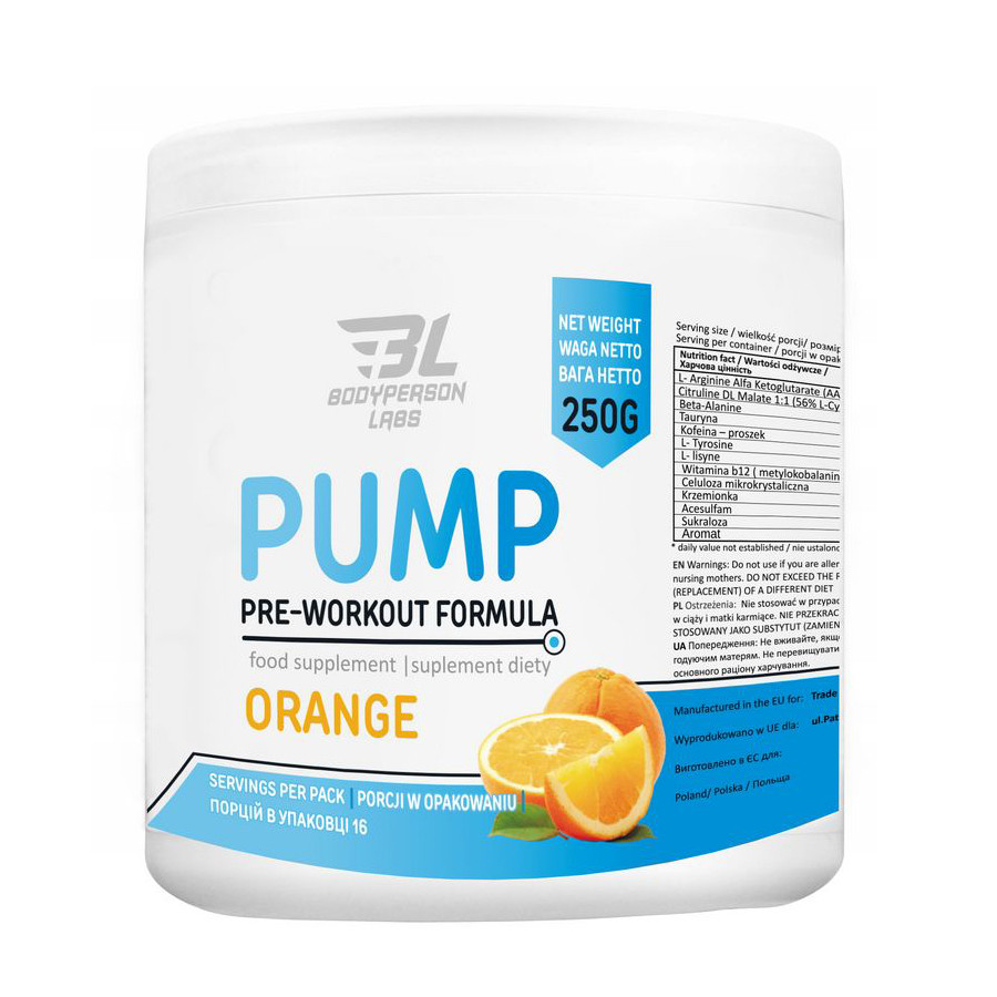 BodyPerson Labs Pump Pre-Workout Formula 250 g /16 servings/ - зображення 1
