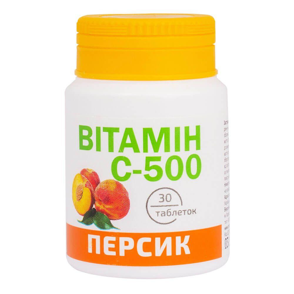 Красота и Здоровье Витамин С-500 со вкусом персика, 30 таблеток, - зображення 1