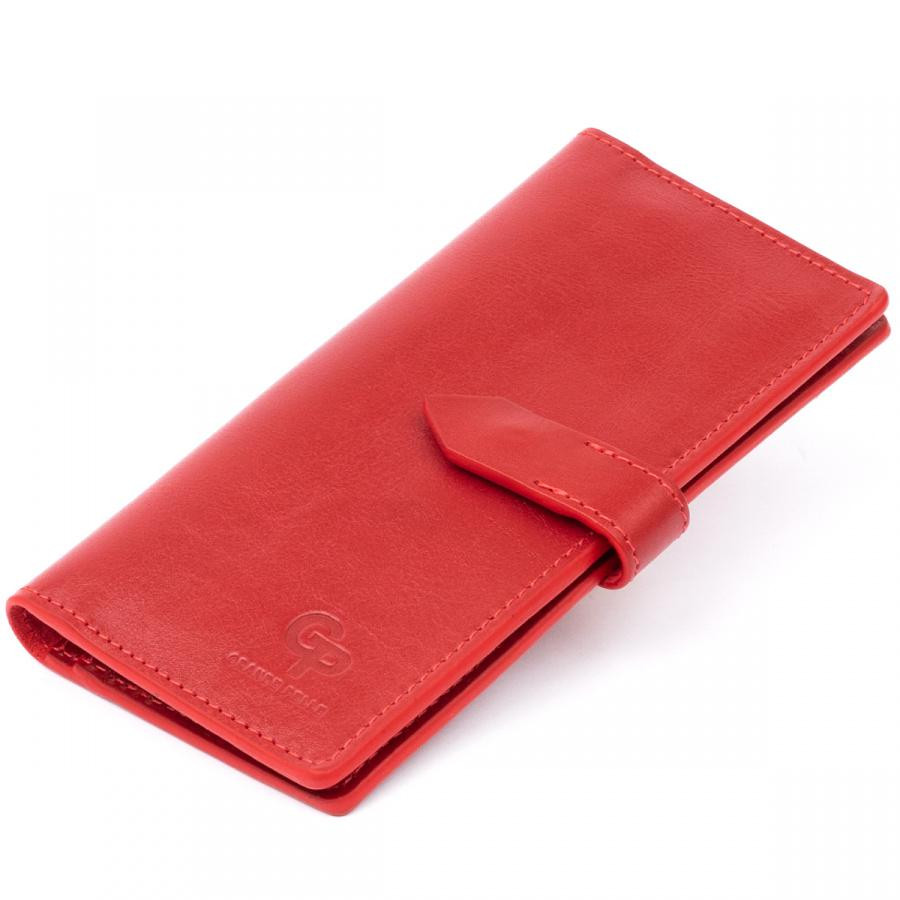 Grande Pelle Вертикальний жіночий гаманець Anet на кнопці  11325 Червоний - зображення 1
