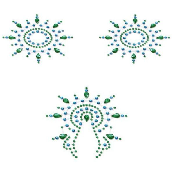 Mystim Украшения для сосков и паха Petits Joujoux Gloria, зелено-голубые (4260152466567) - зображення 1
