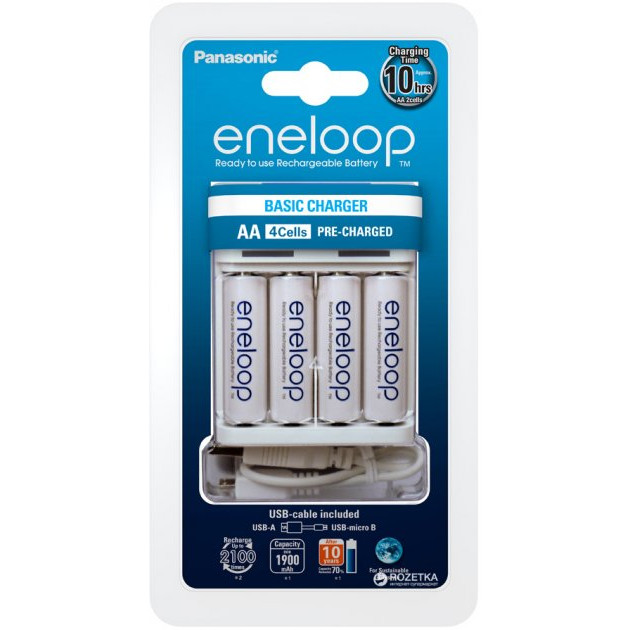 Panasonic Eneloop Basic BQ-CC61 USB + Eneloop 2 x AA 1900 mAh (K-KJ61MCC40USB) - зображення 1