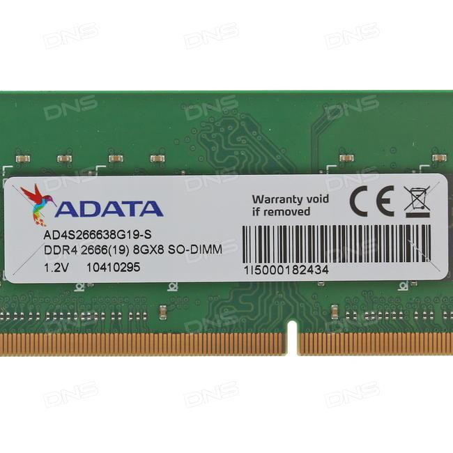 ADATA 8 GB SO-DIMM DDR4 2666 MHz (AD4S266638G19-S) - зображення 1