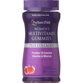   Puritan's Pride Women's Multivitamin Gummies Plus Collagen 50 tabs /25 servings/ Raspberry