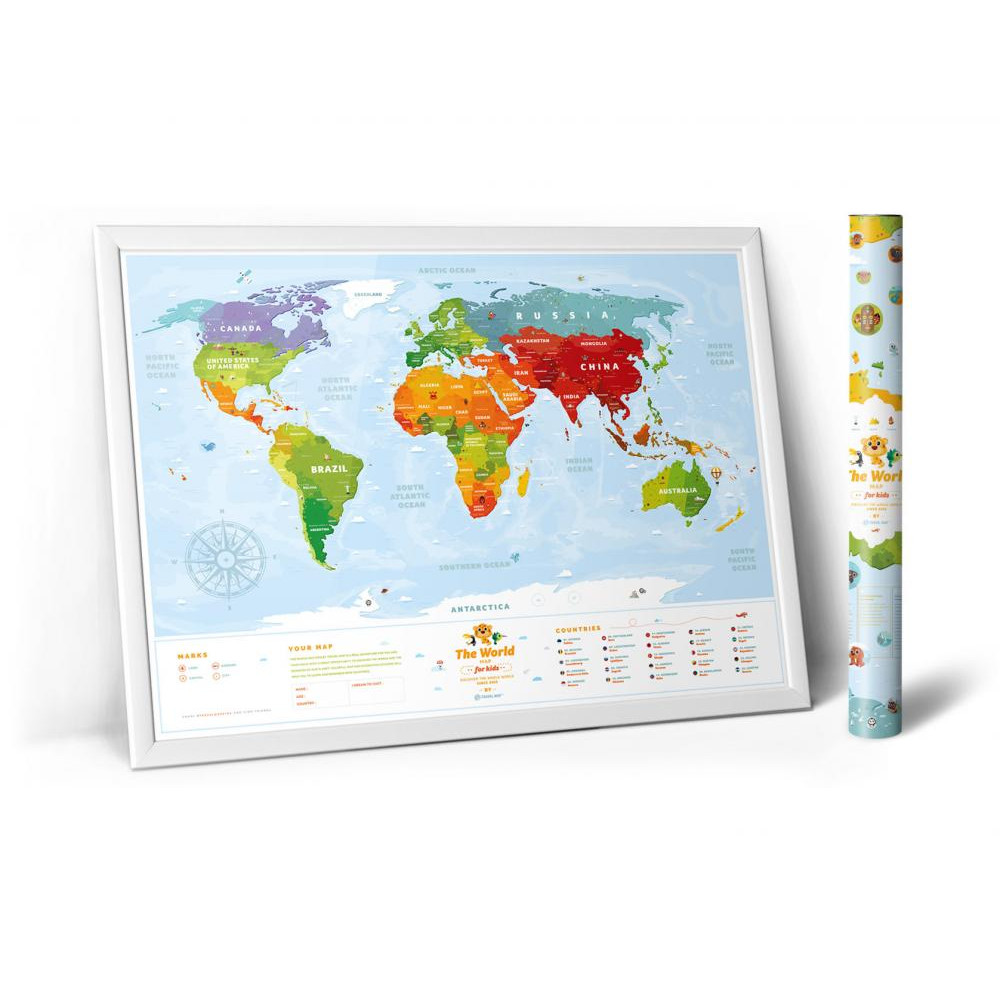 1dea.me Скретч карта мира для детей Travel Map Kids Animals KA (4820191130036) - зображення 1