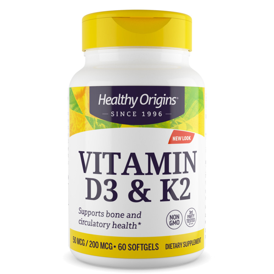 Healthy Origins Vitamin D3 50 mcg & K2 200 mcg 60 softgels - зображення 1